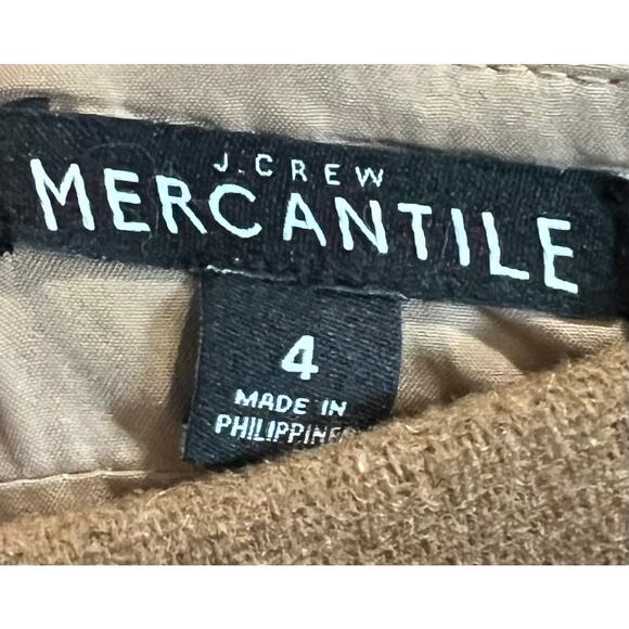 J.Crew Mercantile Skirt Ruffle Front Wool Blend Camel Brown Mini Lined Size 4 - Picture 5 of 7